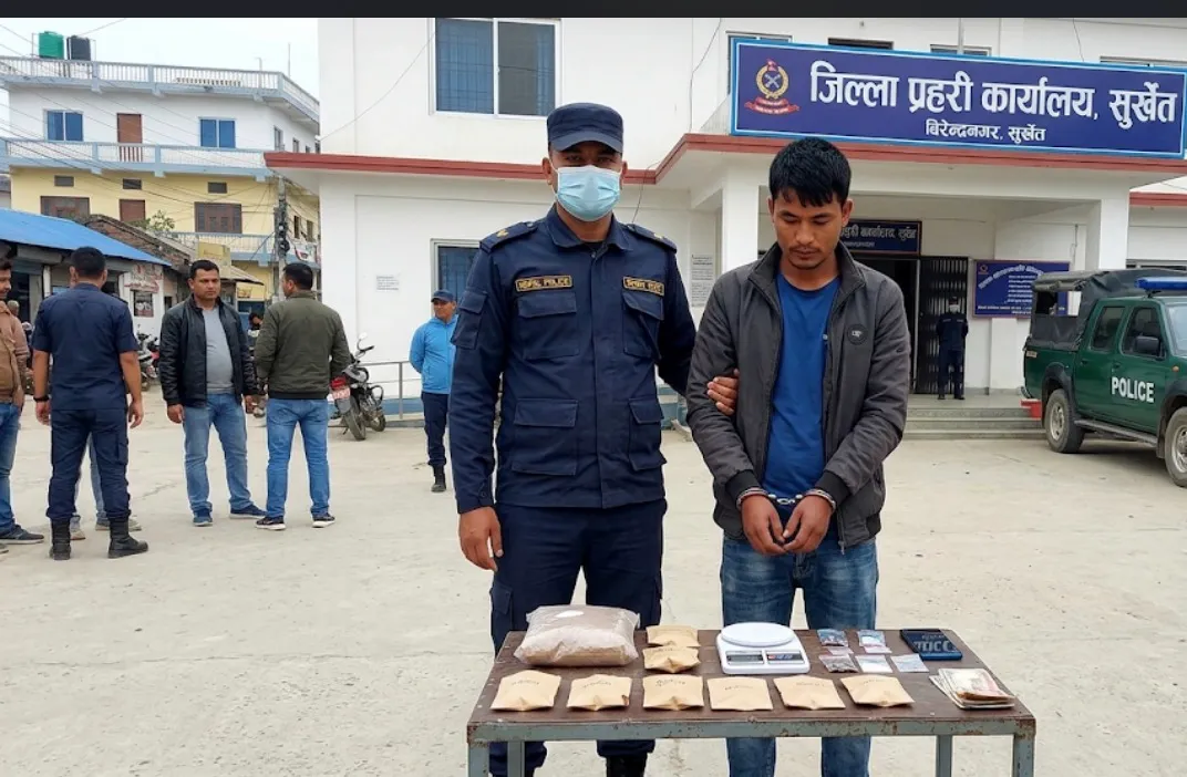 वीरेन्द्रनगरबाट साढे १० ग्राम ब्राउन सुगरसहित एक जना पक्राउ